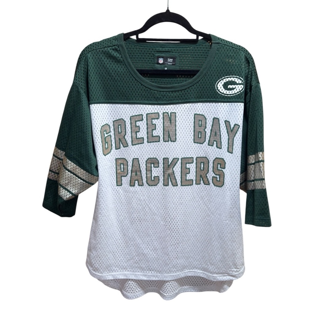 Women's NFL Team Apparel Green Bay Packers 3/4 Sleeve Jersey Shirt Size Medium